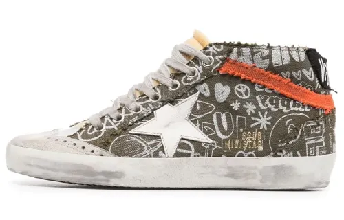 Golden Goose Mid Star Lettering Print High-top Sneakers