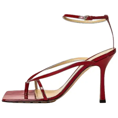 Bottega Veneta Stretch Patent Leather One Strap Sandals 8.9cm Women's Red