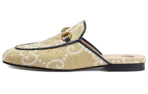 GUCCI Closed Toe Slippers Women's Light Beige