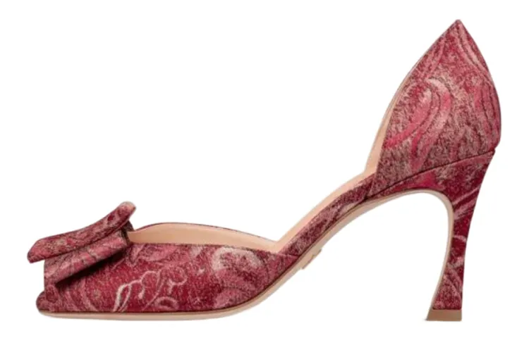 DIOR Idylle Fabric Slim Heel High Heels Women's Red