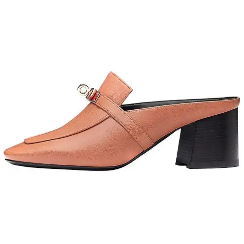 HERMES Blossom Block Heel High Heels Women's Sunlit Pink