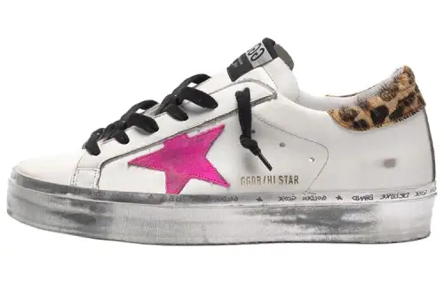 Golden Goose Hi Star Cow Leather Stylish Skateboarding Shoes Women's White Distressed