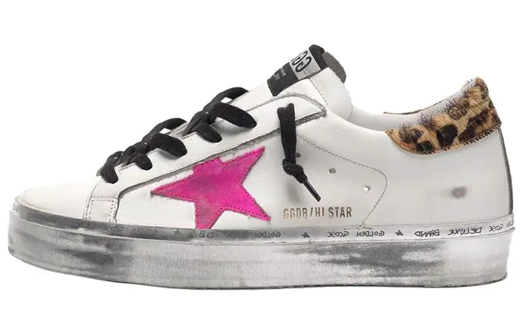 Golden Goose Hi Star Cow Leather Stylish Skateboarding Shoes Women's White Distressed