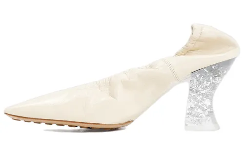 Bottega Veneta Almond Chunky Heel High Heels Women's White