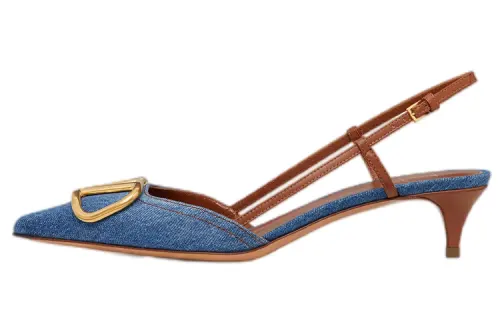 Valentino Vlogo Wedge Heel Casual Shoes Women's Denim