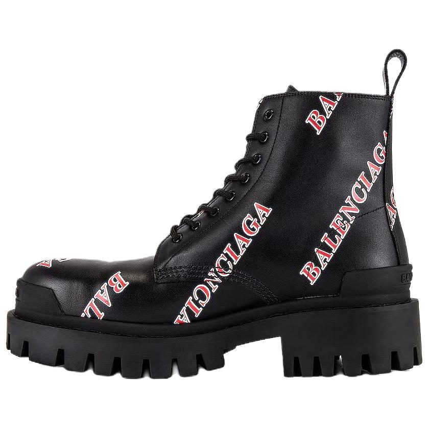 Balenciaga Strike Round Tip Ankle Boots Men's Black
