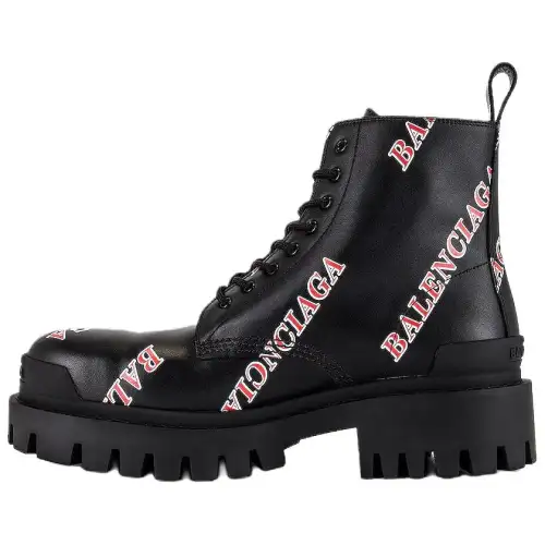 Balenciaga Strike Round Tip Ankle Boots Men's Black