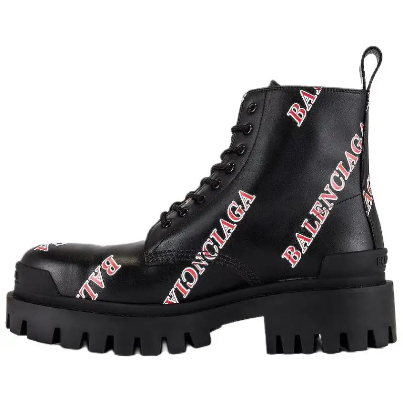 Balenciaga Strike Round Tip Ankle Boots Men's Black
