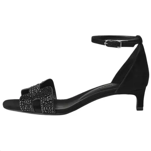 HERMES JOY One Strap Sandals 4cm Women's Black