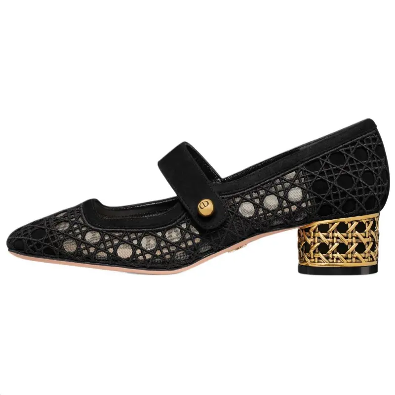 DIOR Icon Chunky Heel Mary Jane Shoes 4cm Women's Black