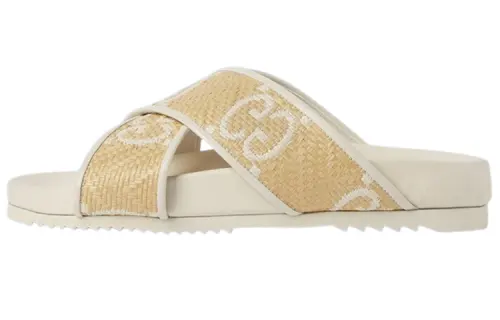 GUCCI Slide Slippers Women's Beige Brown