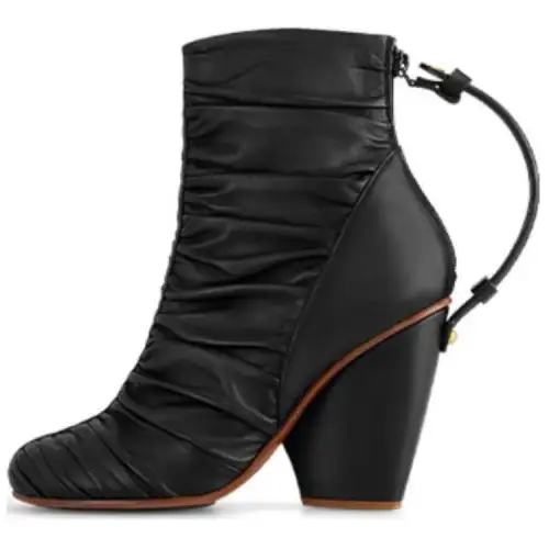 LOUIS VUITTON Olympia Leather Ankle Boots 10cm Women's Black