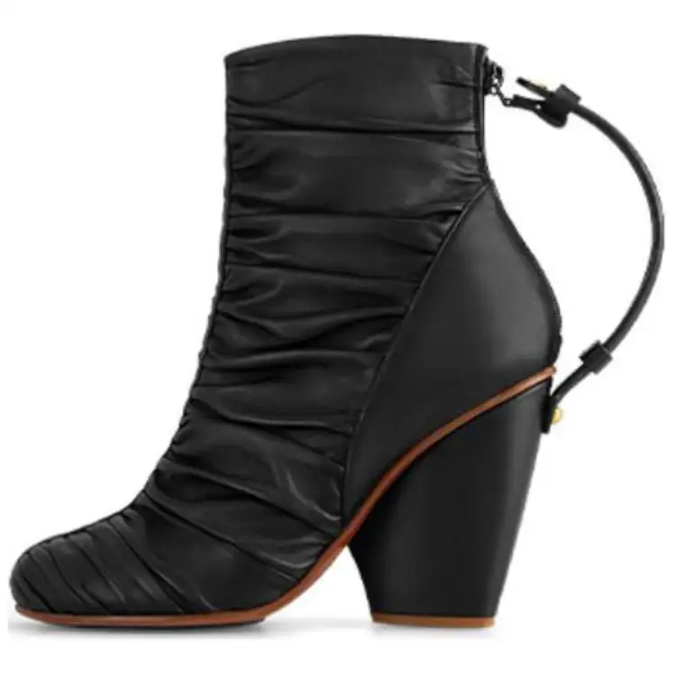 LOUIS VUITTON Olympia Leather Ankle Boots 10cm Women's Black