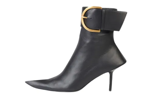 Balenciaga Esse Cow Leather Comfortable Ankle Boots Women's Black
