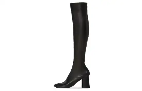 Balenciaga Glove Leather Knee High Boots 8cm Women's Black