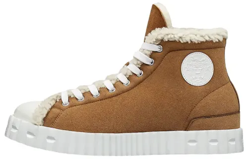 HERMES Climb Cow Leather High top Stylish Skateboarding Shoes Men's Brown