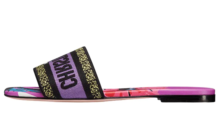 DIOR Dway Embroidery Slide Slippers Women's Purple