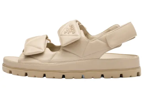 PRADA Leather One Strap Sandals Women's Brown