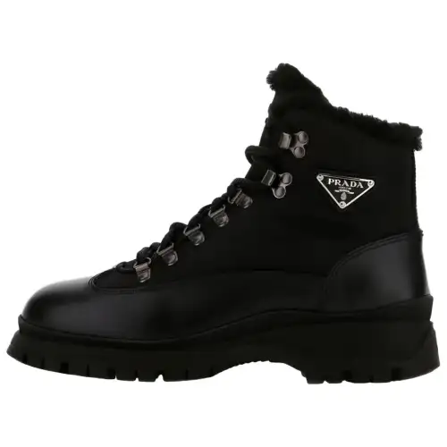 PRADA Leather Combat Boots Women's Black