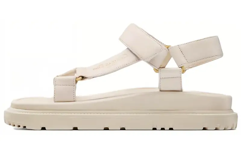 DIOR Dioriviera D Wave Leather One Strap Sandals Women's White