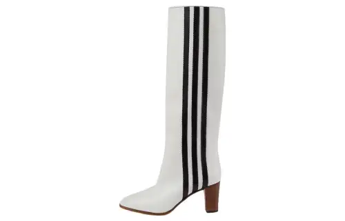 Adidas X GUCCI 73mm Knee High Boots White Leather Women's