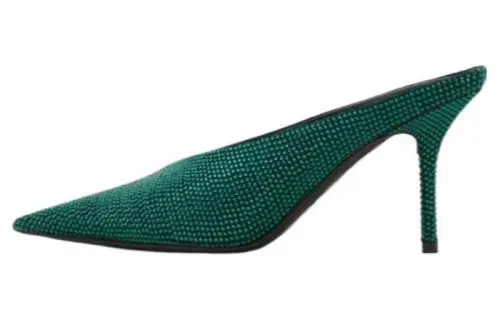 Balenciaga Knife Closed Toe Slippers 8cm Women's Green