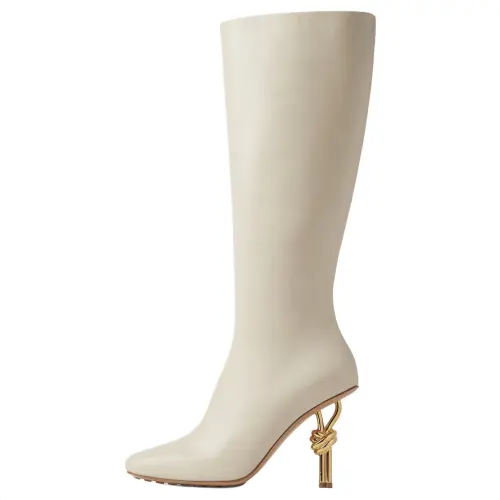 Bottega Veneta Knot Calfskin Knee high Boots 9cm Women's White