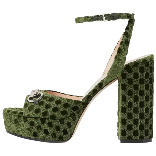 GUCCI Horsebit One Strap Sandals 11.5cm Women's Green