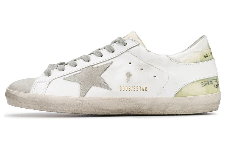 Golden Goose Super Star Distressed Low top Skateboard Shoes Men's Gray White