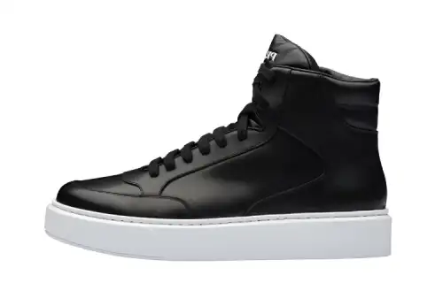 PRADA Macro Cow Leather High top Skateboard Shoes Men's Black