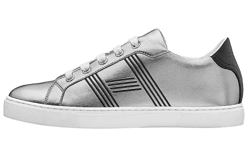HERMES Avantage Leather Low top Stylish Skateboarding Shoes Women's Silver