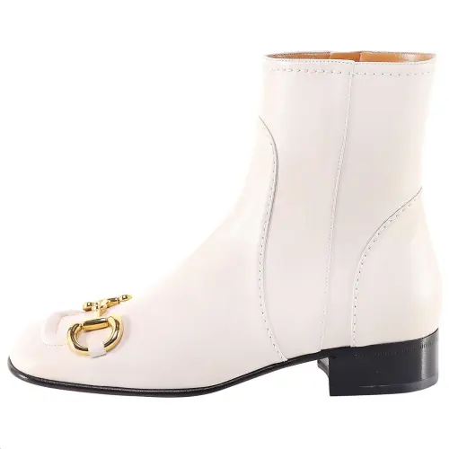 GUCCI Horsebit Leather Ankle Boots Women's