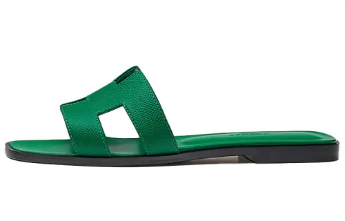 HERMES Oran Slide Slippers Women's Sapphire Green