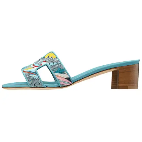 HERMES Oasis Slide Slippers Women's Blue