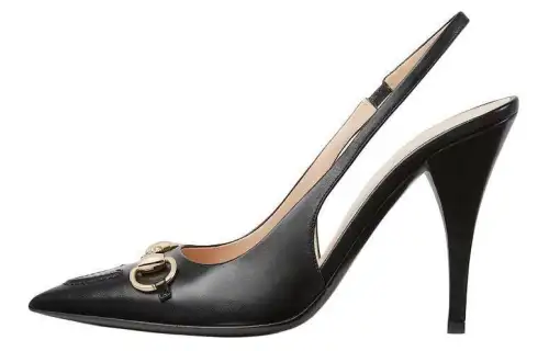 GUCCI Horsebit 24 Spring Summer Collection Leather Slim Heel High Heels 10.5cm Women's Black