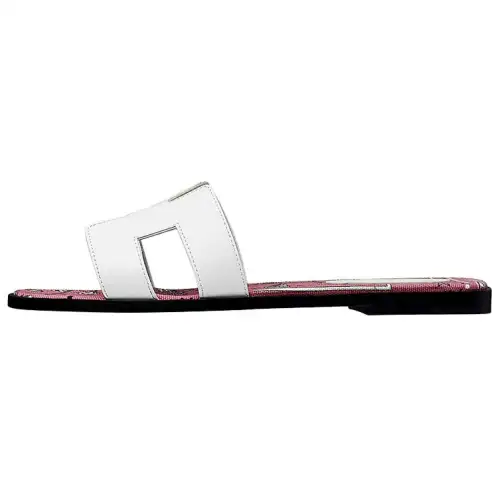 HERMES Oran Slide Slippers Women's White