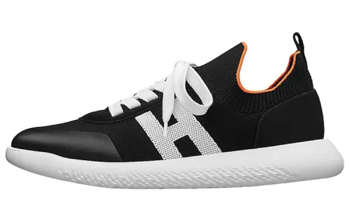 HERMES Crew Sports Low top Casual Shoes Men's Black