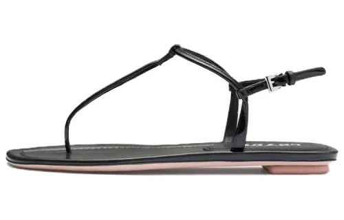 PRADA Patent Leather One Strap Sandals Women's Black