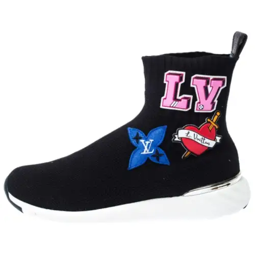 LOUIS VUITTON Fabric Abrasion Resistant High top Casual Shoes Women's Black
