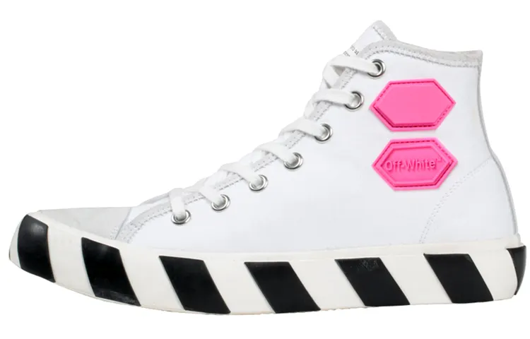 OFF WHITE Vulcanized Hi Top White Fuchsia