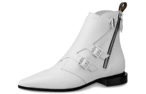 LOUIS VUITTON Jumble Cow Leather Ankle Boots Women's White