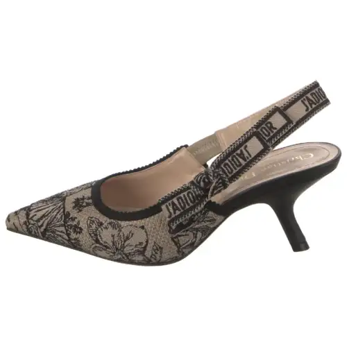 DIOR J'Adior Cotton Fabric Slim Heel High Heels 6.5cm Women's Beige