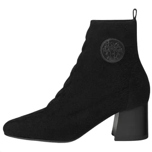HERMES Volver Fabric Ankle Boots 6cm Women's Black