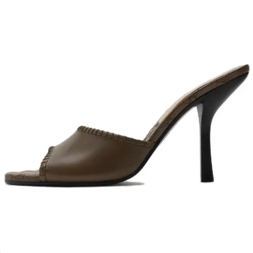 Burberry Cabana Slide Slippers 9cm Women's Brown