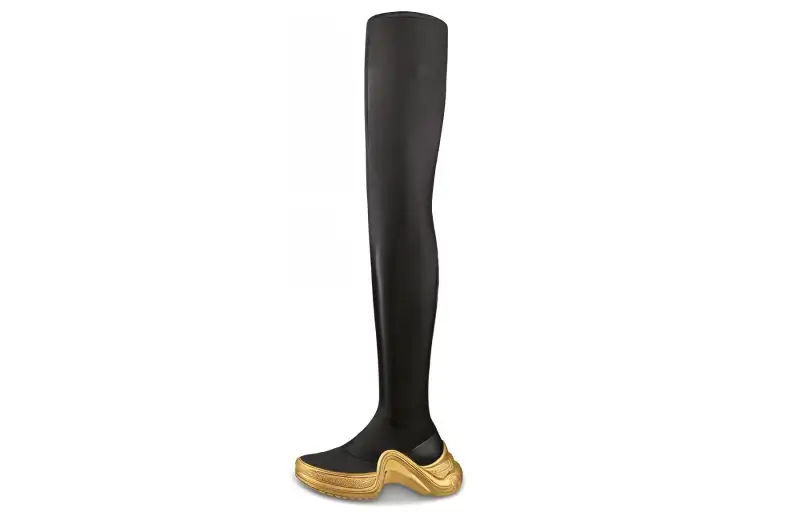 LOUIS VUITTON Archlight 1.0 Top Grain Cow Leather Knee high Boots Women's Black Gold