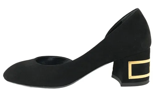 LOUIS VUITTON Suede High Heels Women's Black