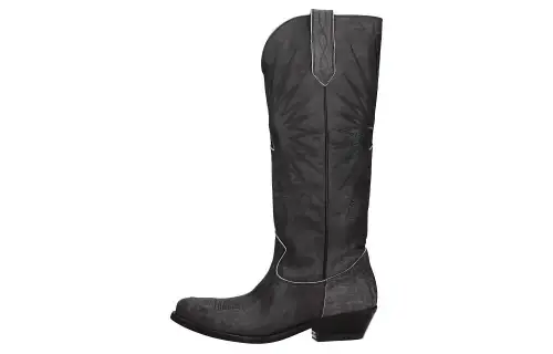Golden Goose Wish Star Leather Knee high Boots 4.5cm Women's Black