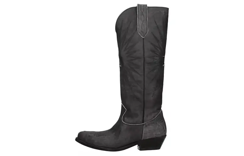 Golden Goose Wish Star Leather Knee high Boots 4.5cm Women's Black