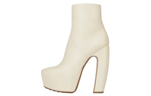 Bottega Veneta Mostra Leather Ankle Boots 6cm Women's White