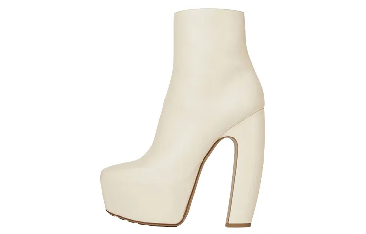 Bottega Veneta Mostra Leather Ankle Boots 6cm Women's White